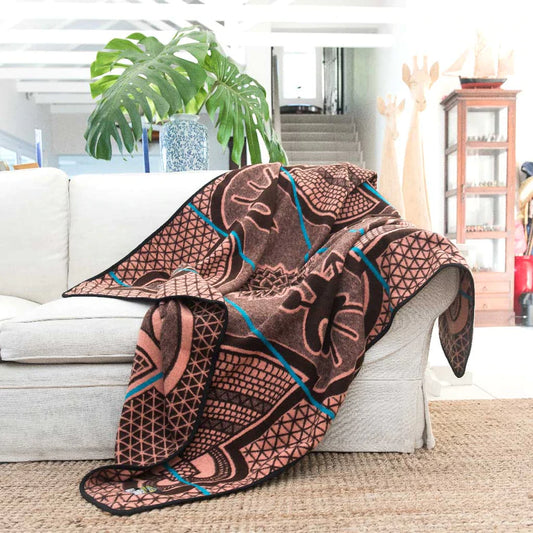 Basotho Heritage Blanket Scarf - Coffee Heart